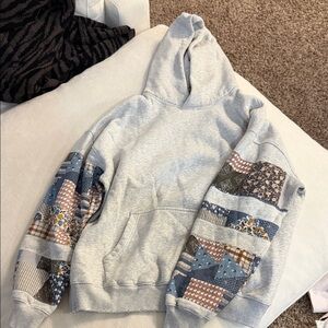 Abercrombie & Fitch Gray Hoodie with Patchwork Sleeves